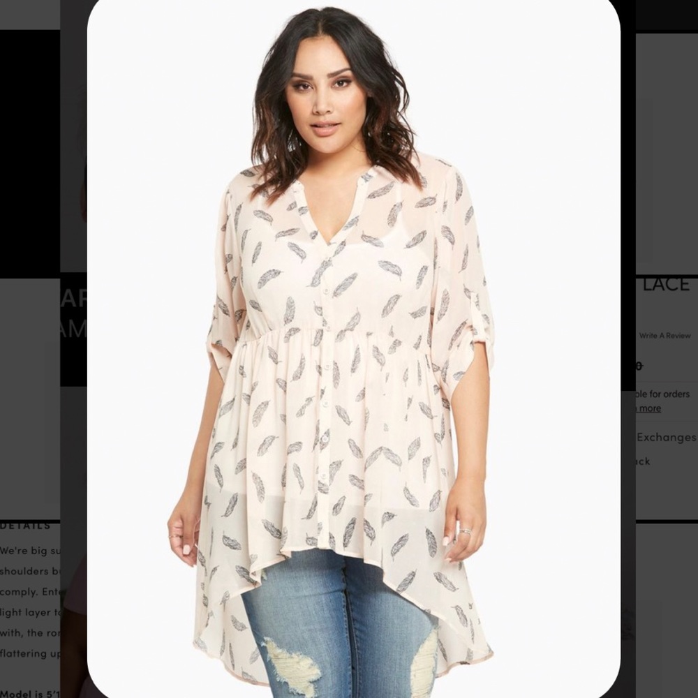 Feather print hi lo tunic 💖